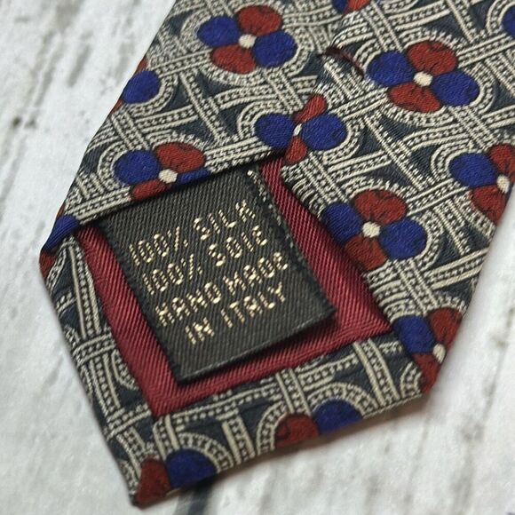 VALENTINO Cravatte Geometric Print  Silk Tie NeckTie Made in Italy - Picture 5 of 5